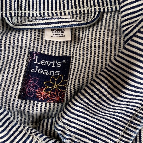 VTG Y2K Levis Pinstripe Train Conductor Jean Denim Jacket - Picture 7 of 13